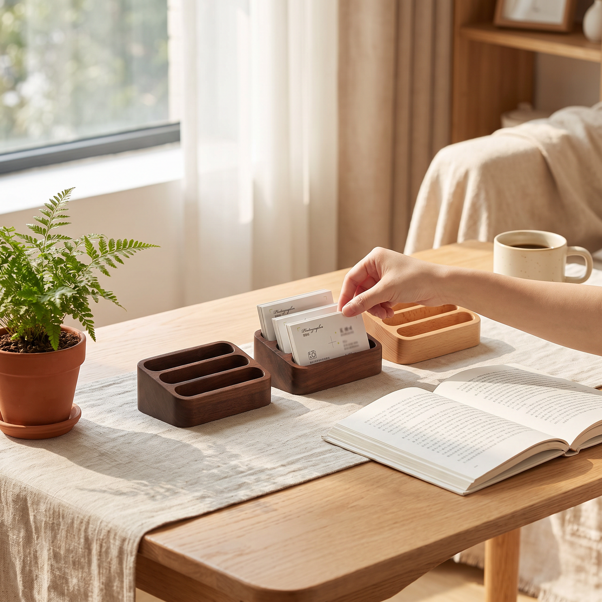 Wooden Card and Memo Holder lifestyle