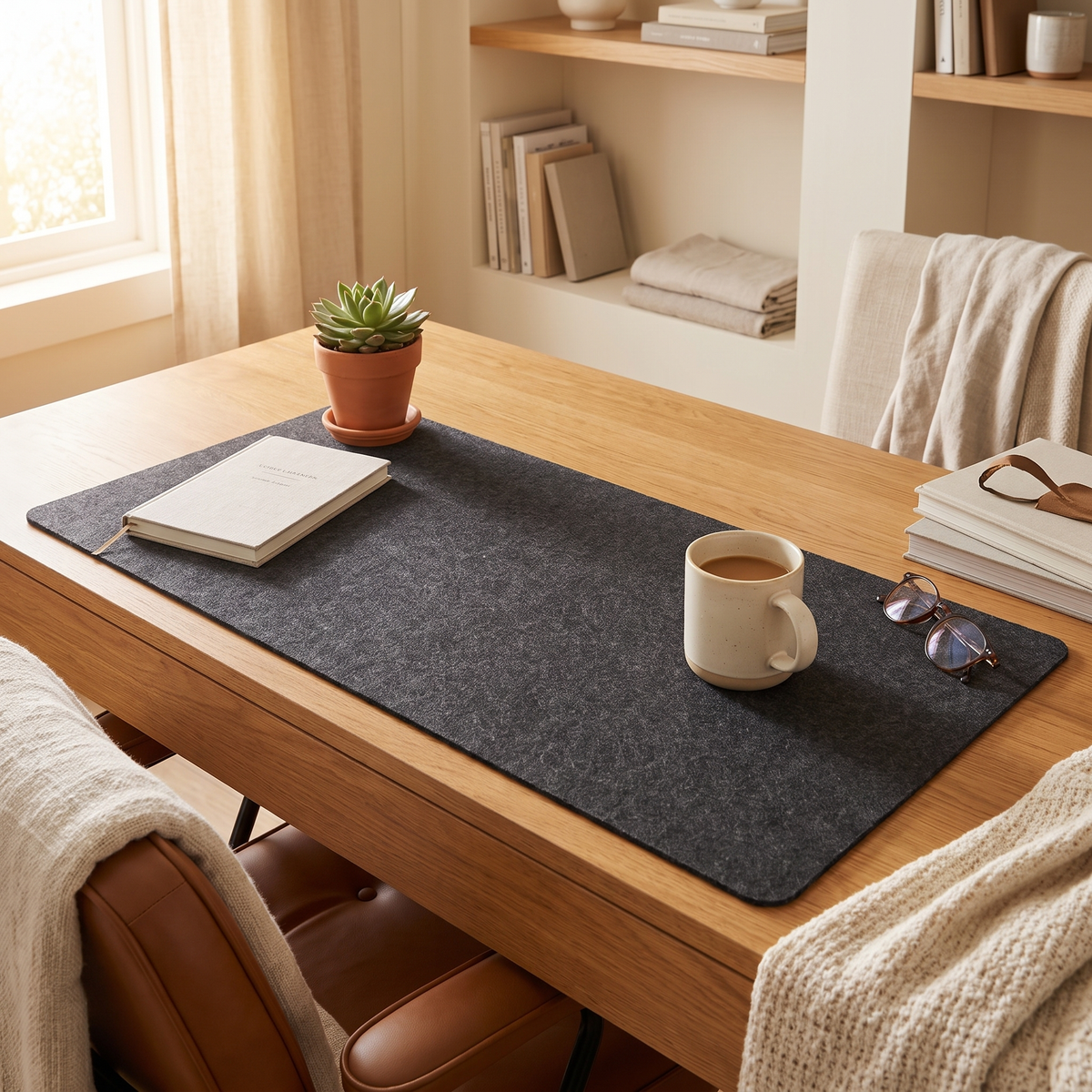 Wool Felt Desk Mat lifestyle Dark Grey