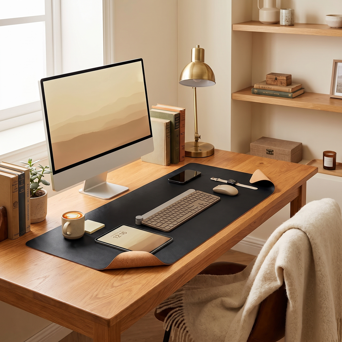 Cork Reversible Desk Mat lifestyle Black