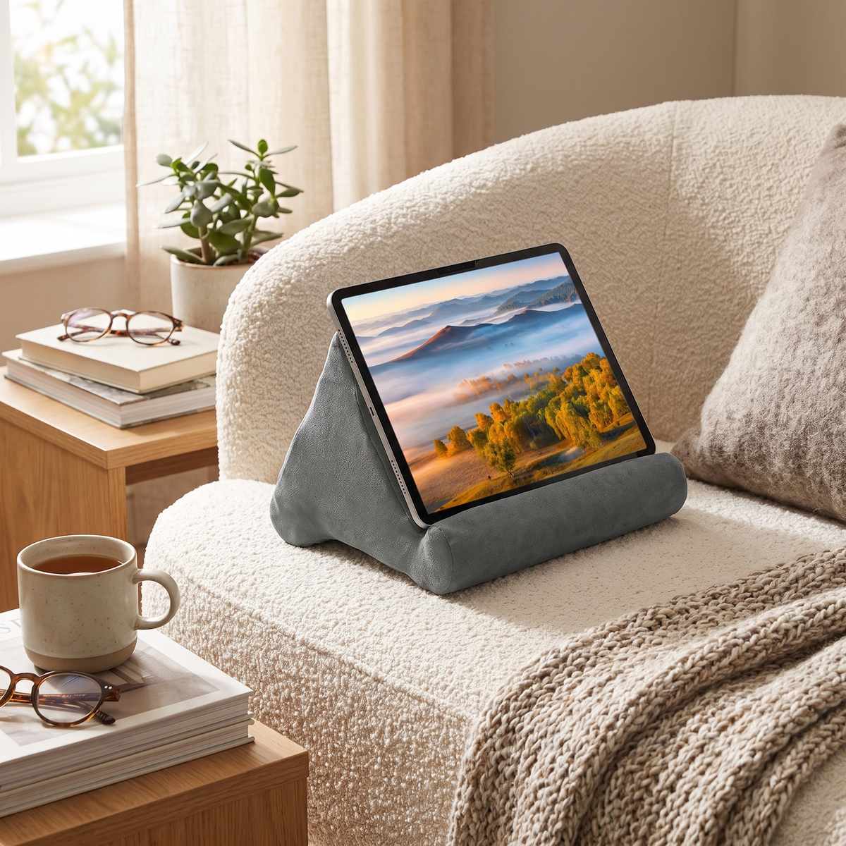 Tablet Cushion Stand lifestyle Grey