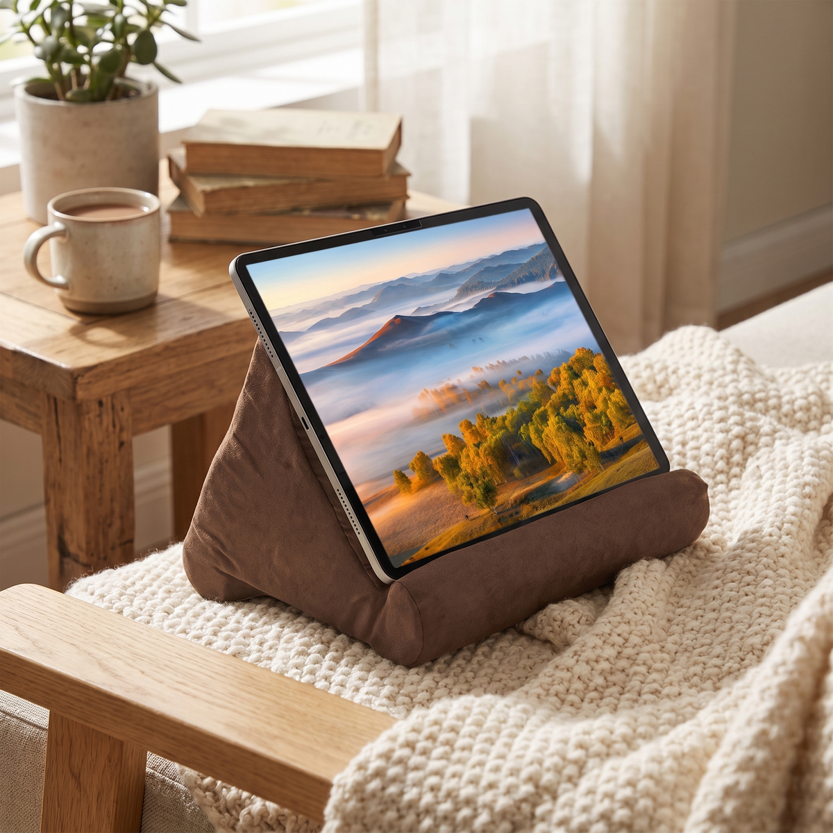 Tablet Cushion Stand lifestyle Brown