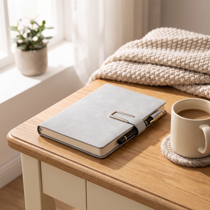 Soft Cover A5 Notebook lifestyle Light Grey