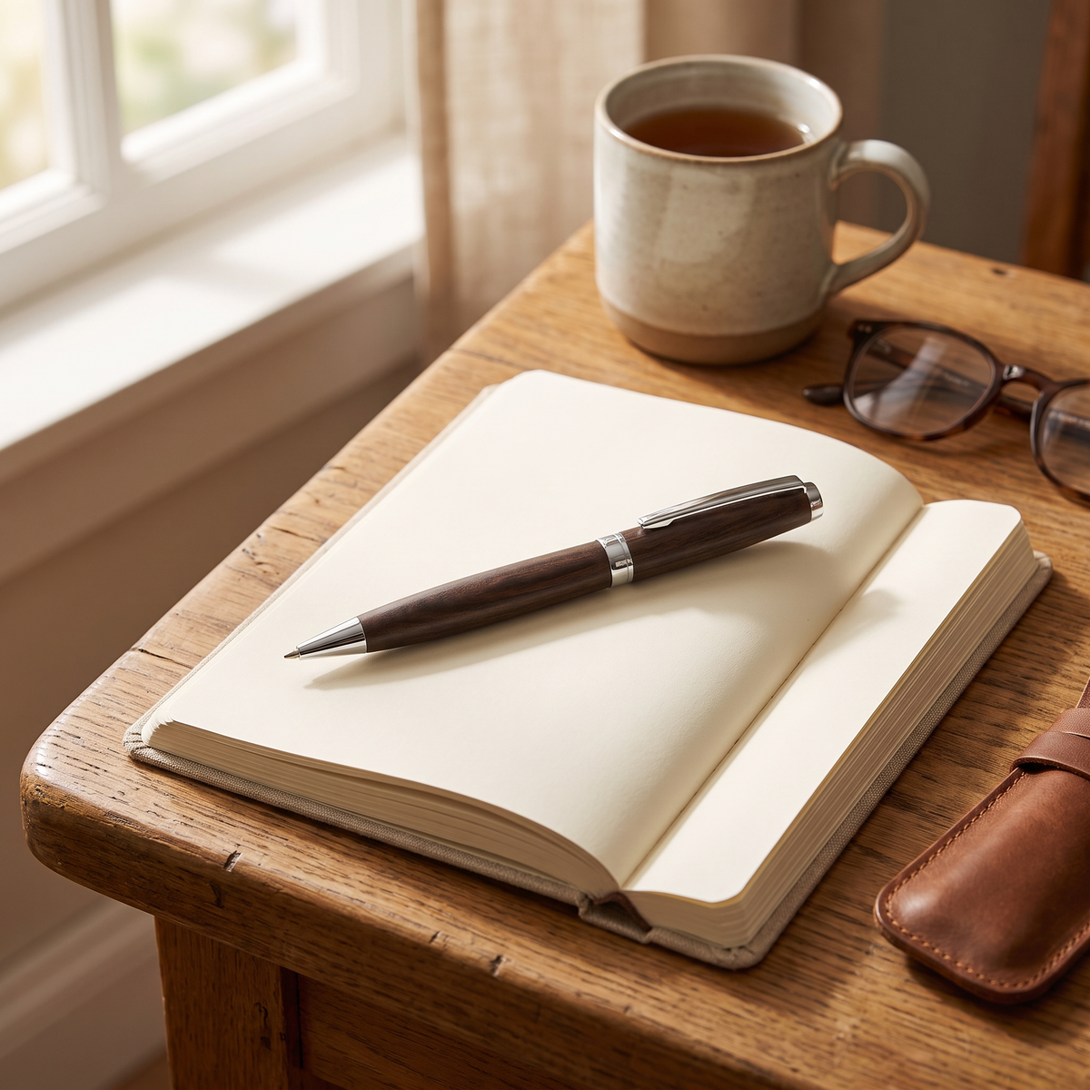 Wood Barrel Ballpoint Pen lifestyle Silver