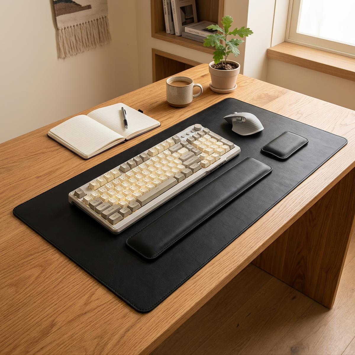 Leather Desk Mat Set lifestyle Black