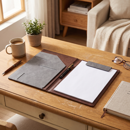 A4 Leather Document Folder lifestyle Chocolate