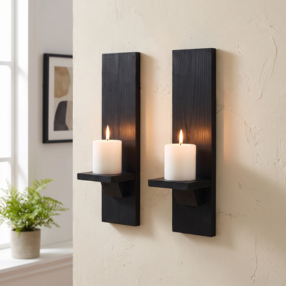 Wooden Wall Candle Sconces lifestyle Black