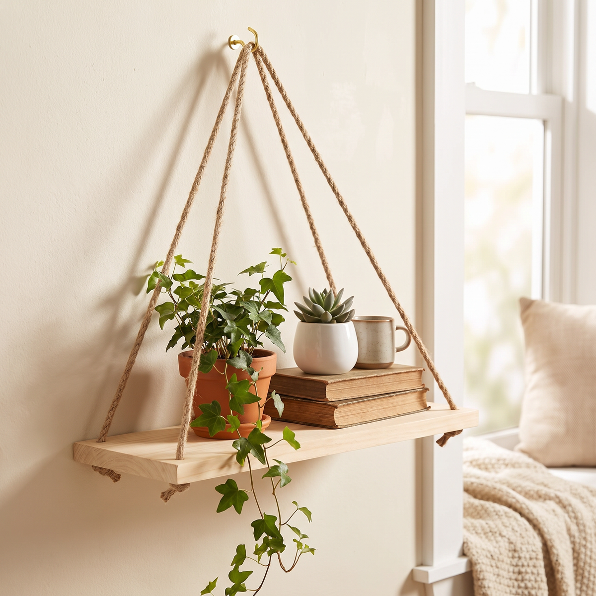 Hanging Rope Shelf lifestyle Natural