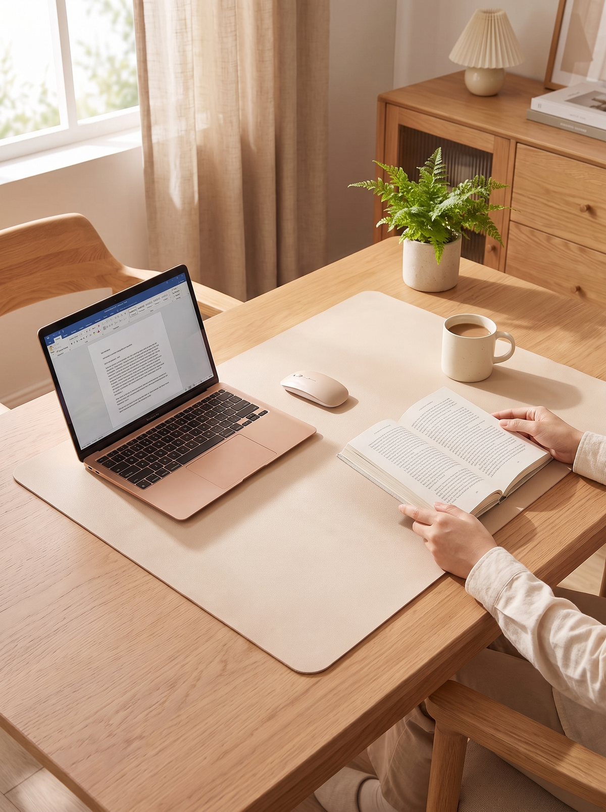 cork-and-leather-reversible-desk-mat lifestyle 1