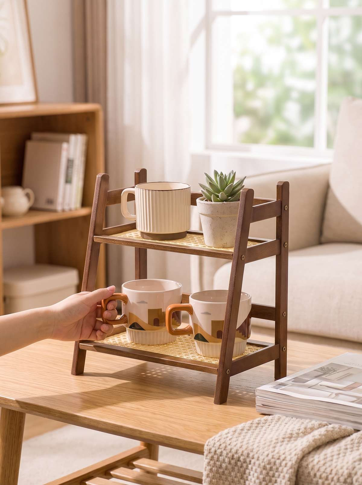 two-tier-bamboo-shelf lifestyle 3