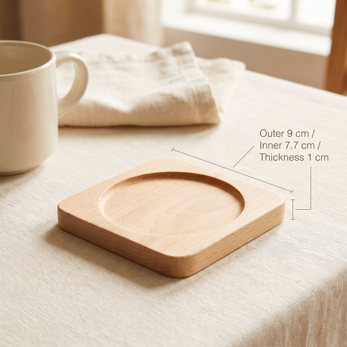 Solid Wood Coaster Style 3 - Beech