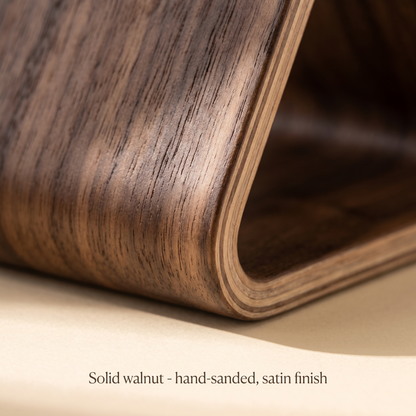 Wooden Phone and Card Stand walnut quality closeup