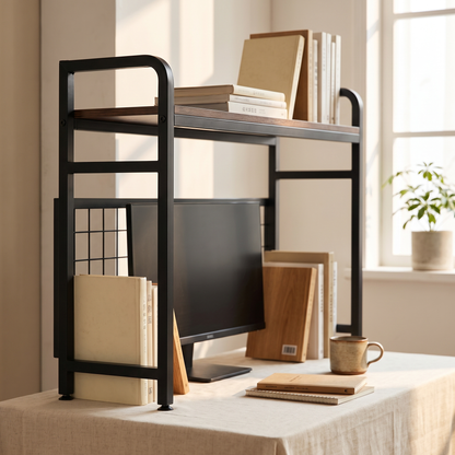 Desktop Shelf Unit Black 1 tier 75 cm