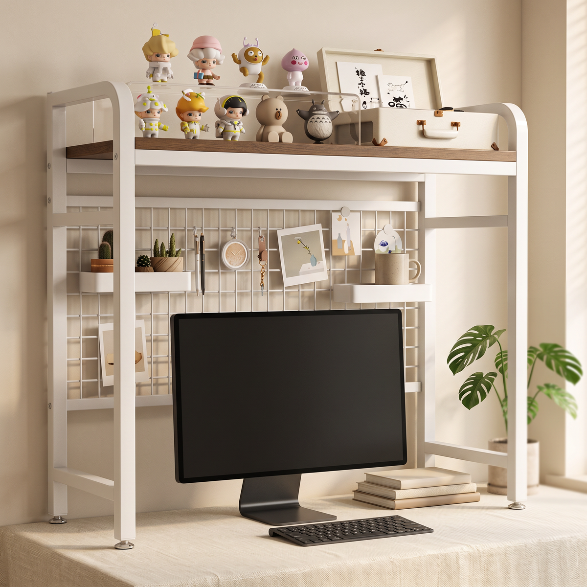 Desktop Shelf Unit White 1 tier 75 cm