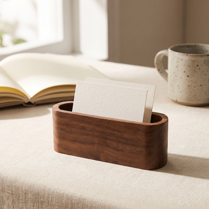 Wooden Card and Memo Holder Walnut Single Slot