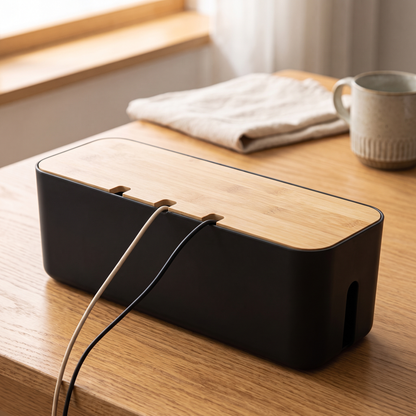 Bamboo Cable Box Black Small v2